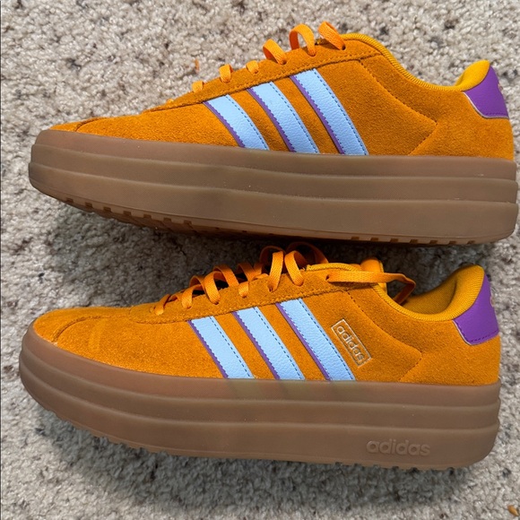 Adidas high top sneakers size 10 orange and purple - Picture 2 of 8